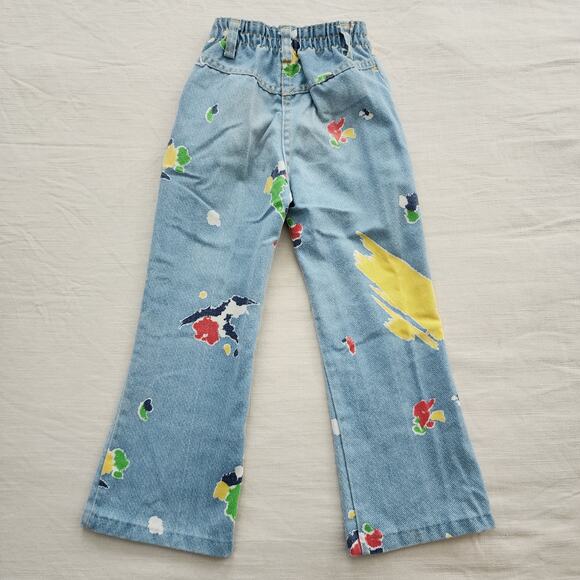 Vintage 70s Healthtex Abstract Floral Flared Pants 5t - Picture 2 of 8